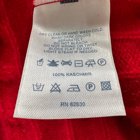 Lands’ End 100% Cashmere Cable Knit Collared V-Neck Sweater XL Red - Picture 4 of 5